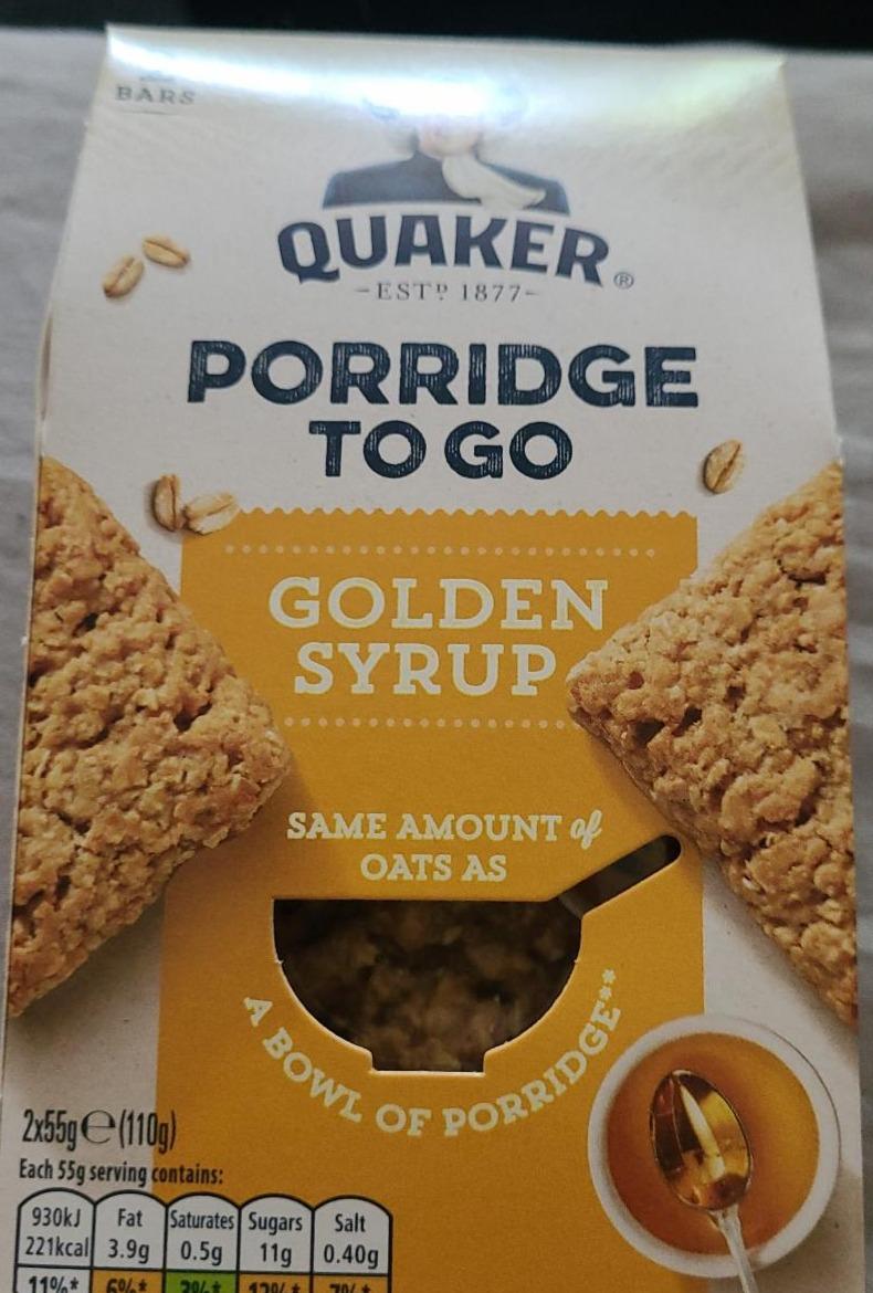 Fotografie - Porridge To Go Golden Syrup Breakfast Bars Quaker
