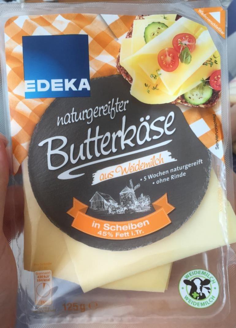 Fotografie - naturgereifter Butterkäse in Scheiben 45% Fett i.Tr. Edeka