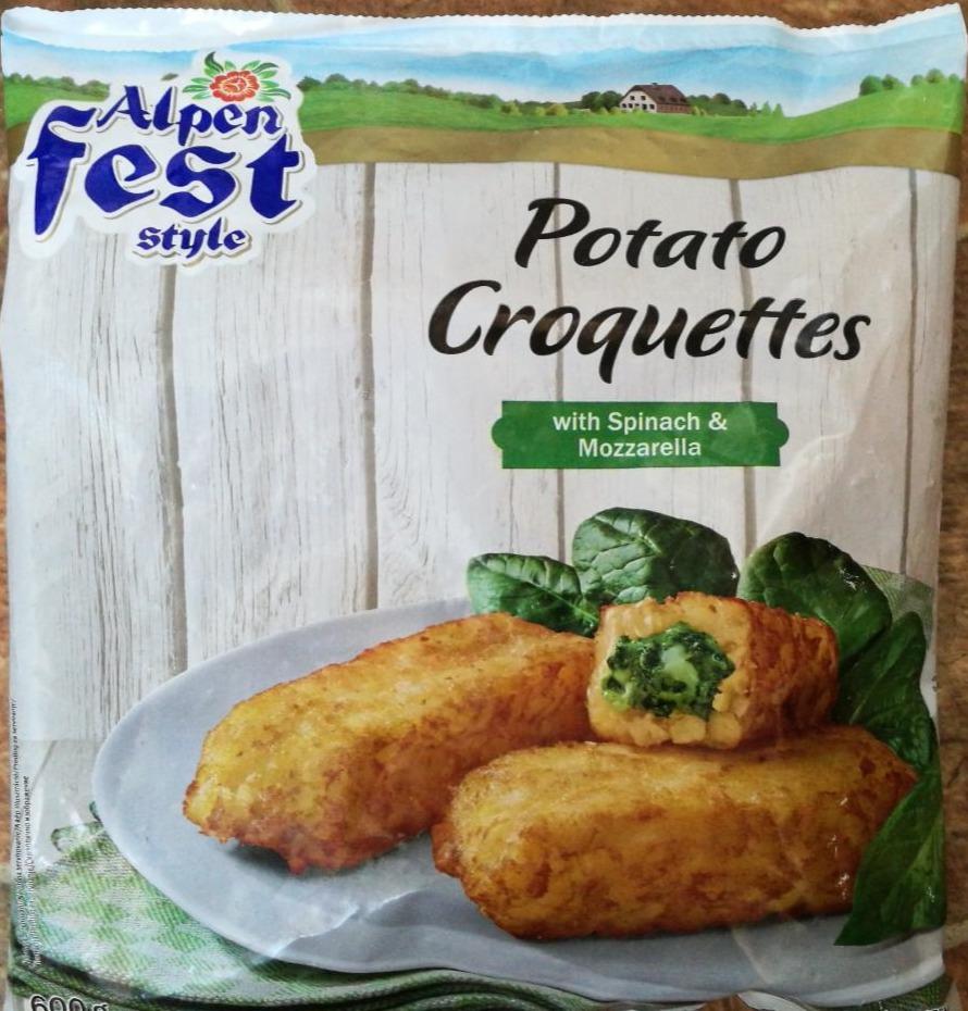 Fotografie - Potato Croquettes with Spinach & Mozzarella Alpen fest style