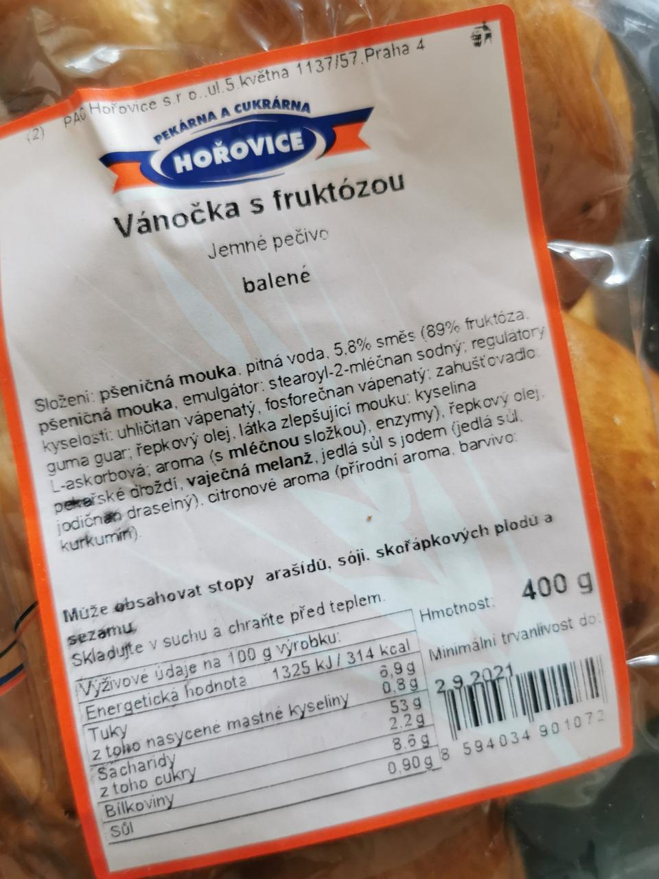 Fotografie - Vánočka s fruktózou Pekárna a cukrárna Hořovice