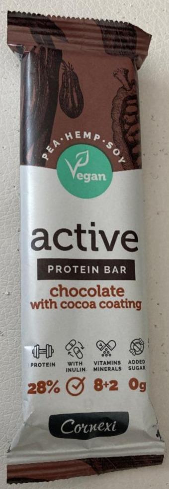 Fotografie - Active protein bar chocolate with cocoa coating Cornexi