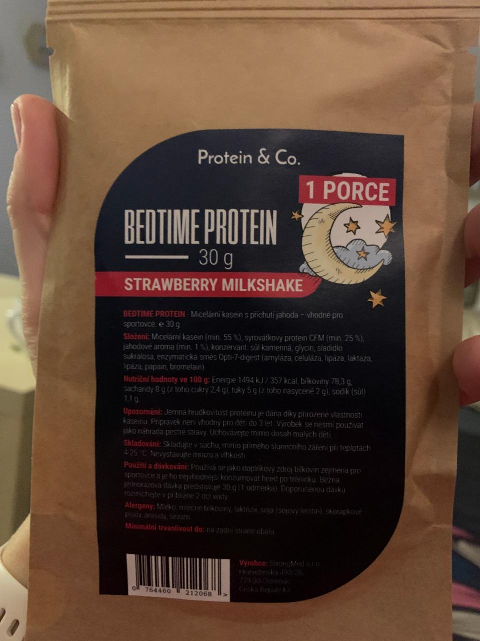 Fotografie - Bedtime Protein Strawberry milkshake Protein & Co.