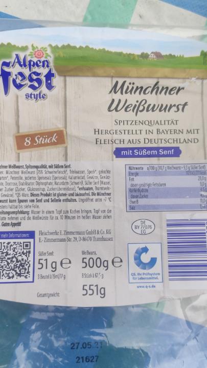 Fotografie - Münchner Weißwürste mit süßem Senf