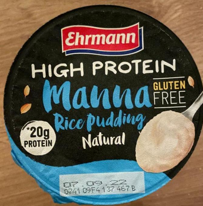 Fotografie - High Protein Manna Rice Pudding Natural Ehrmann