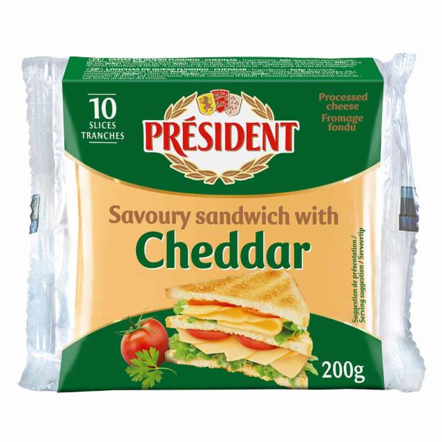 Fotografie - Savoury sandwich with Cheddar (tavené plátky se sýrem Cheddar) Président