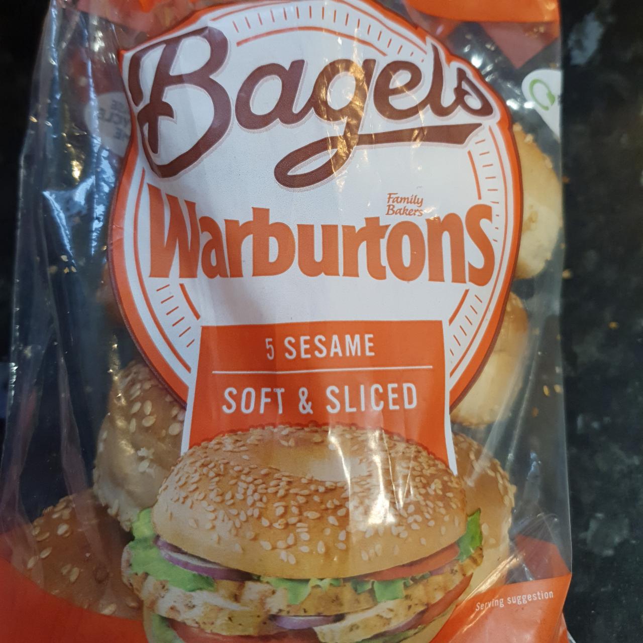 Fotografie - Warburtons sesame soft & sliced bagels Family Bakers