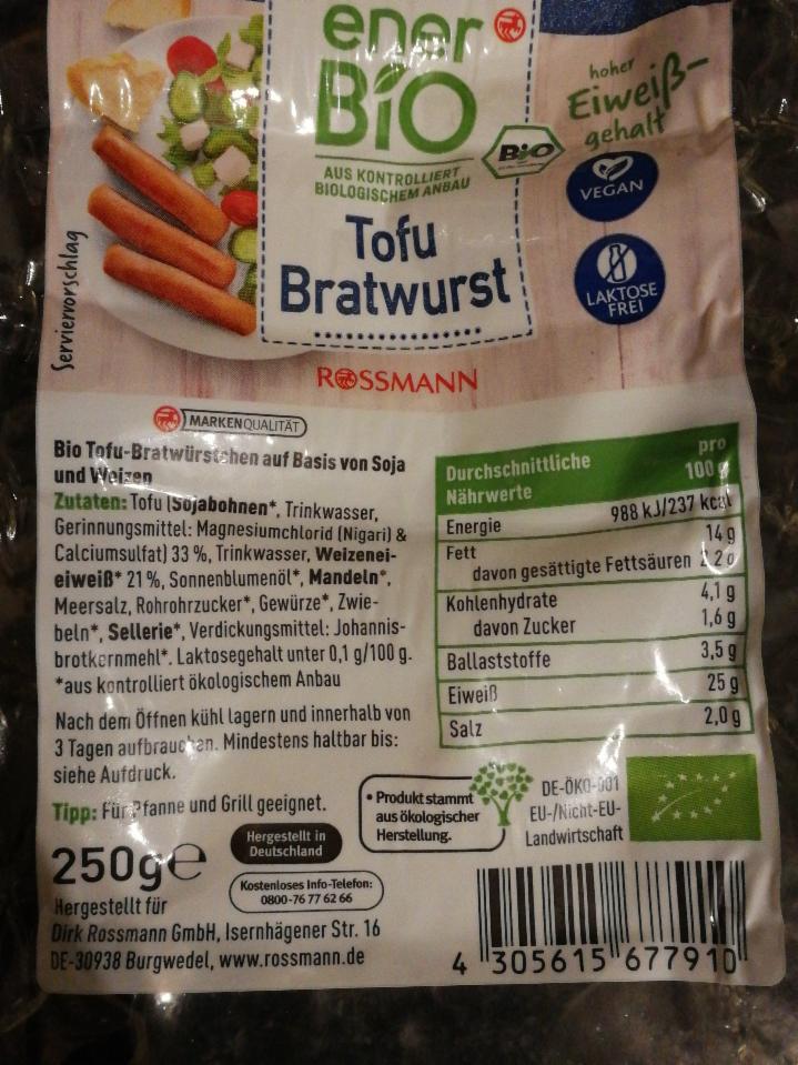 Fotografie - Enerbio tofu bratwurst