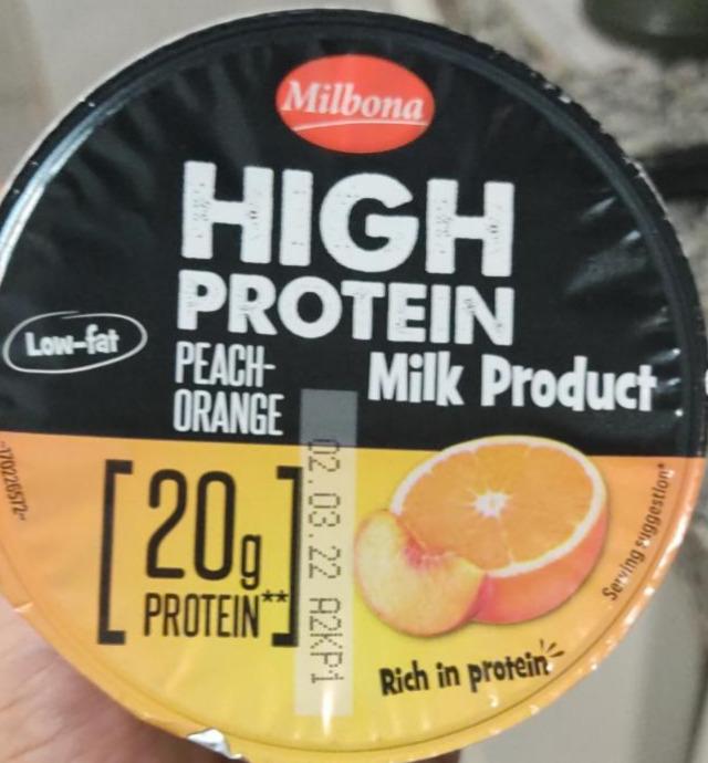 Fotografie - High protein yogurt peach-orange Milbona