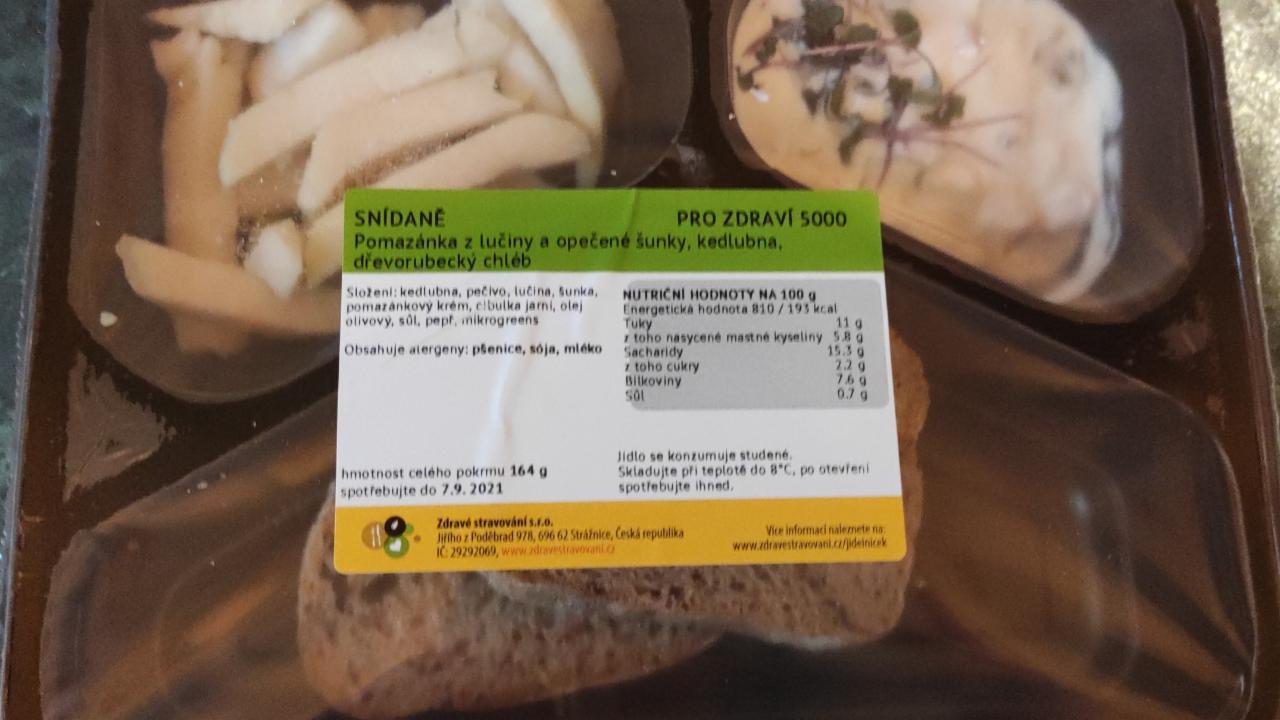 Fotografie - Pomazánka z lučiny a opečené šunky, kedlubna, dřevorubecký chléb Zdravé stravování