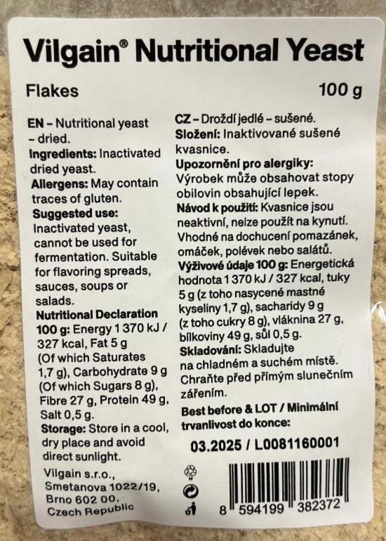 Fotografie - Nutritional yeast flakes Vilgain