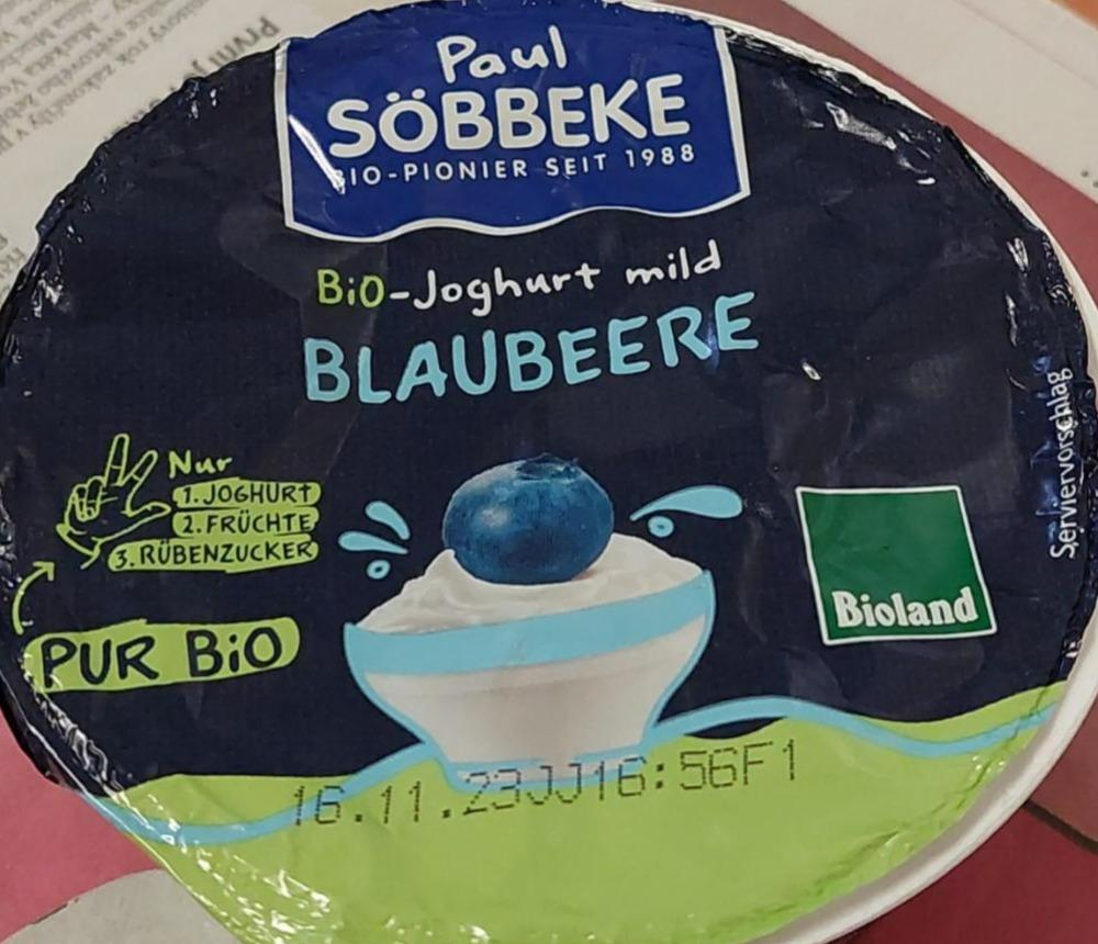 a - kalorie, Blaubeere hodnoty kJ Bioland Paul mild Söbbeke Bio-Joghurt nutriční