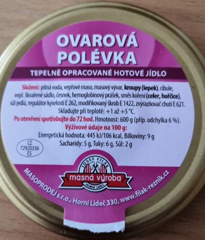 Fotografie - Ovarová polévka Josef Filák masná výroba