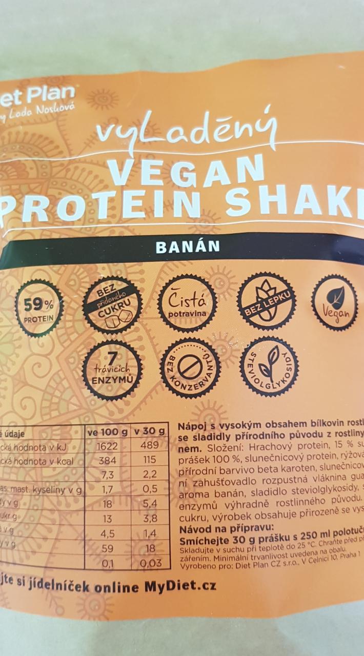 Fotografie - Vyladěný Vegan Protein Shake Banán Diet Plan