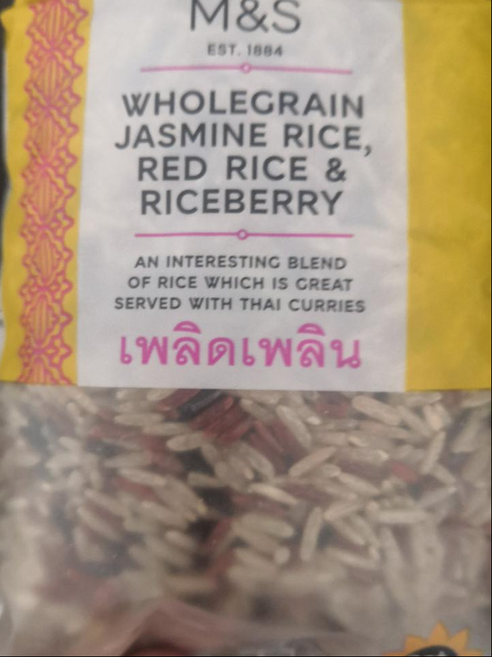 Fotografie - Wholegrain jasmine rice, red rice & riceberry Marks & Spencer