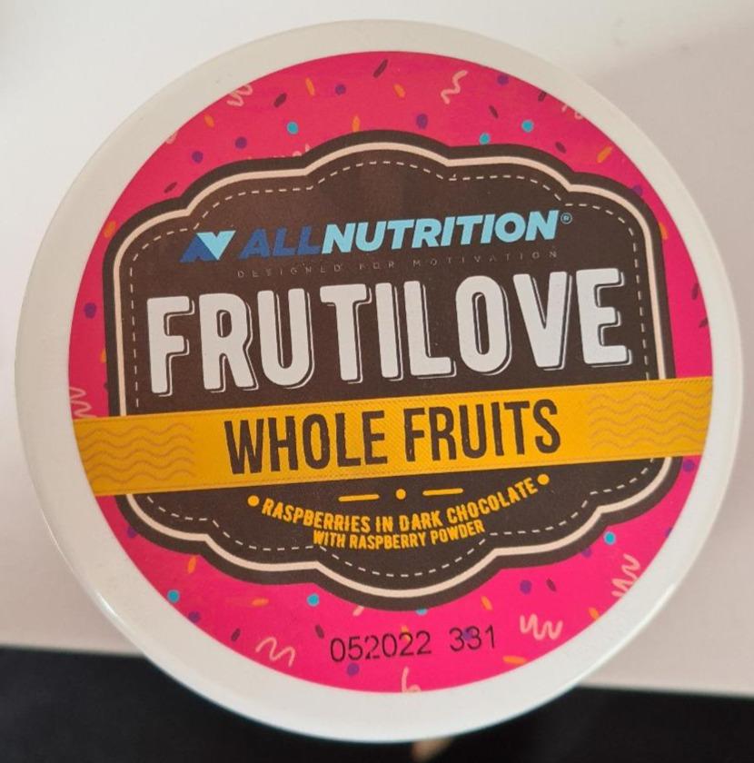 Fotografie - Frutilove Whole Fruits Raspberry in Dark Chocolate with Raspberry Powder Allnutrition