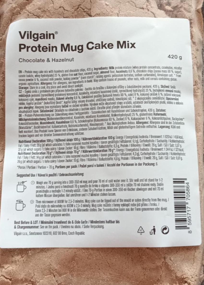 Fotografie - Protein Mug Cake Mix Chocolate & Hazelnut Vilgain