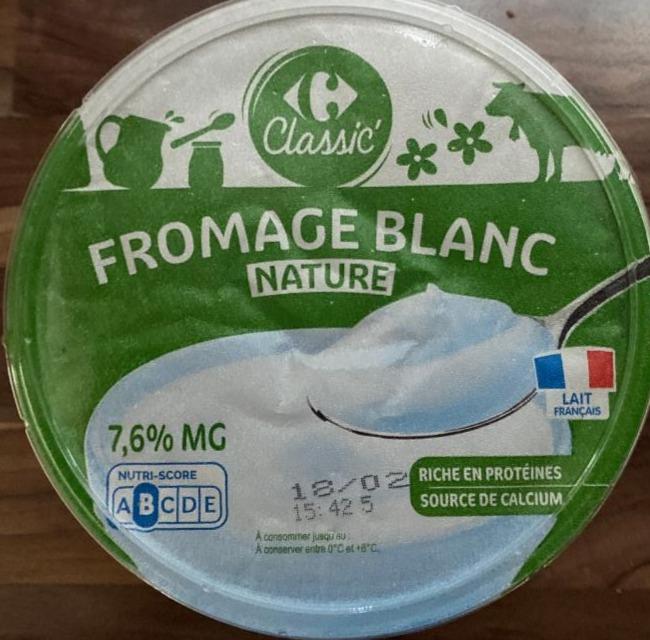 Fotografie - Fromage blanc nature 7,6% Carrefour Classic
