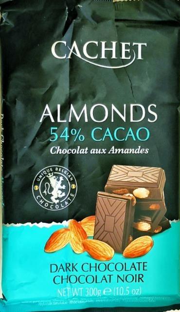 Fotografie - dark chocolate 54% with almonds Cachet