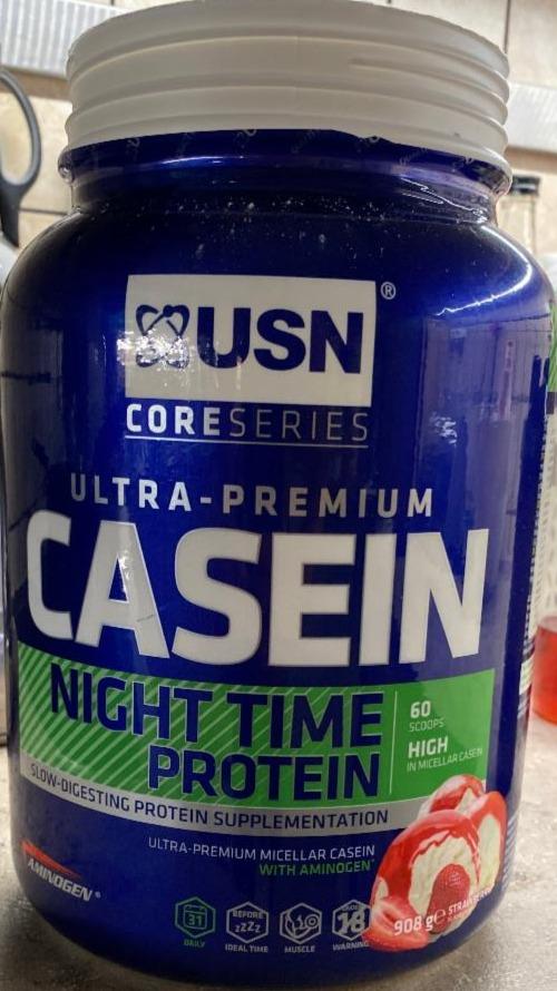 Fotografie - Casein Night time protein Casein Strawberry USN