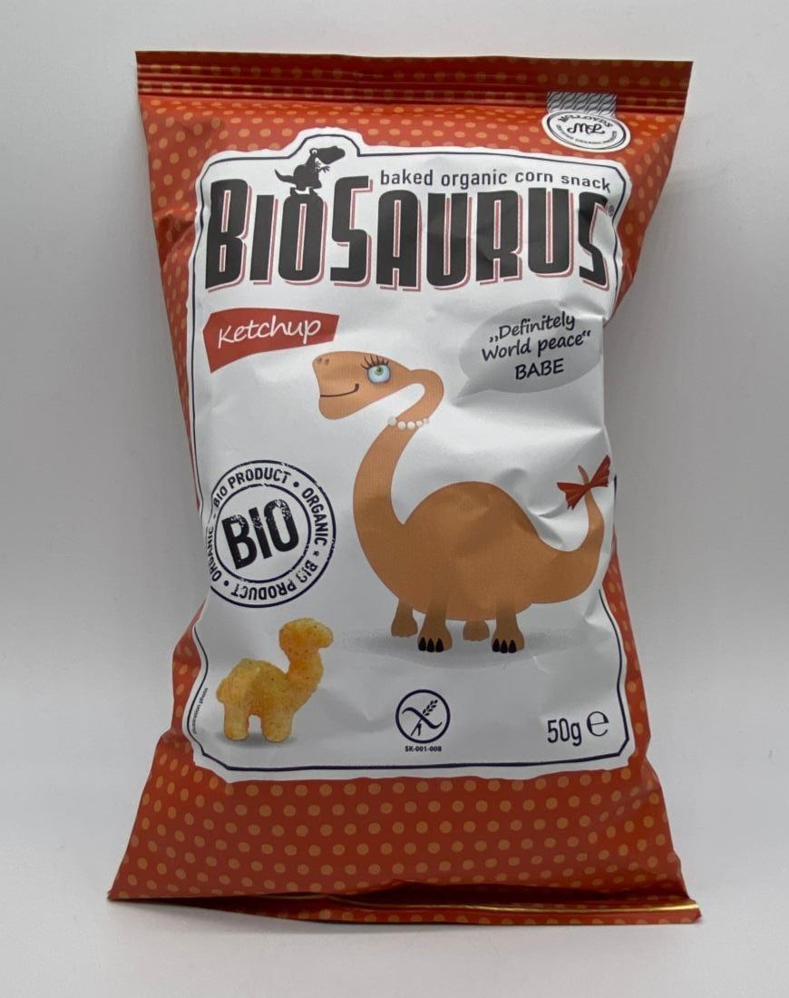 Fotografie - Biosaurus baked organic corn snack Ketchup