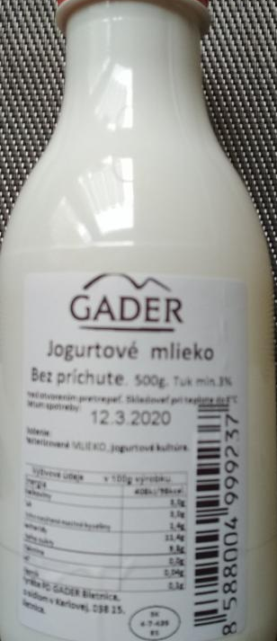 Fotografie - Jogurtové mléko Gader