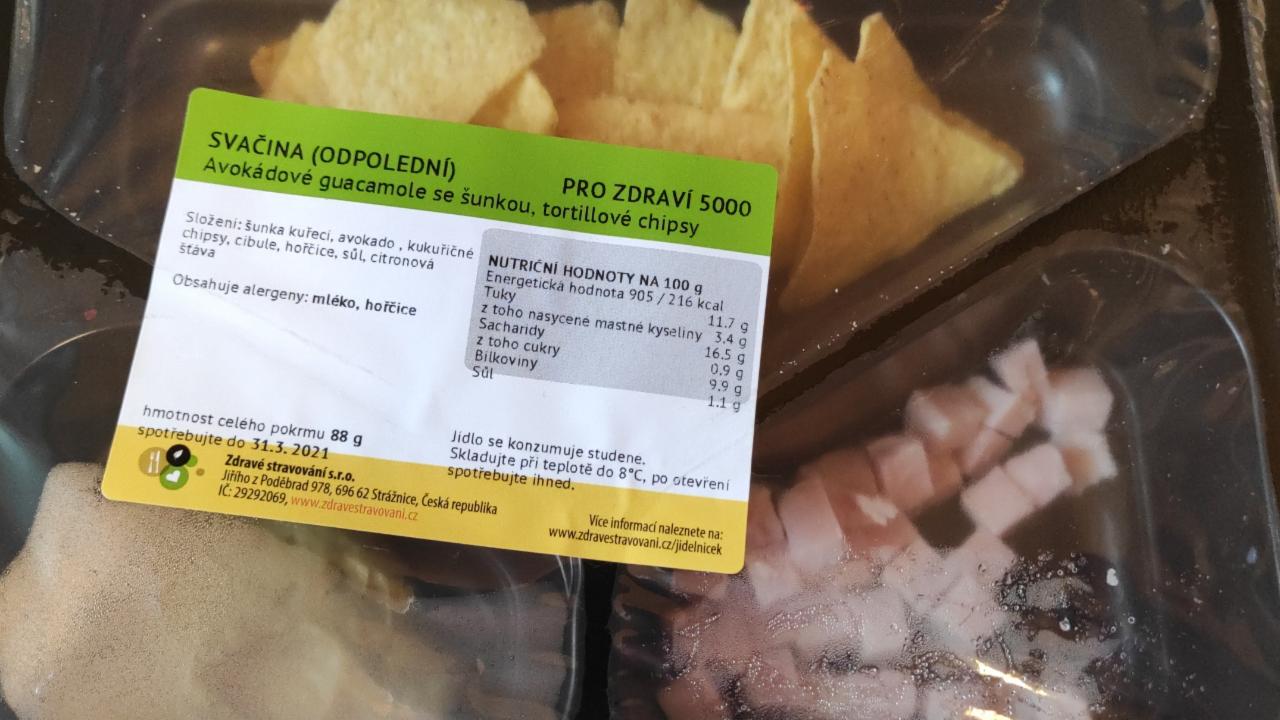Fotografie - Avokádové quacamole se šunkou, tortillové chipsy Zdravé stravování