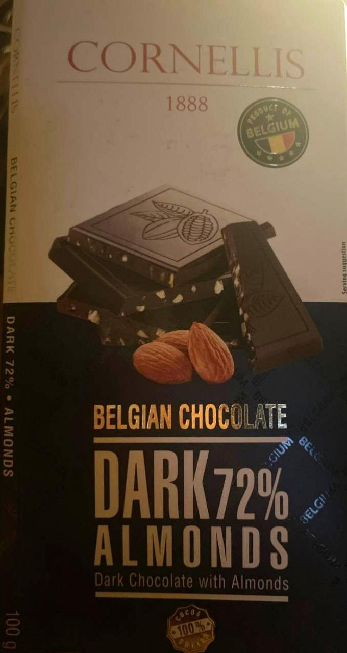 Fotografie - Belgian Chocolate Dark 72% Almonds Cornellis