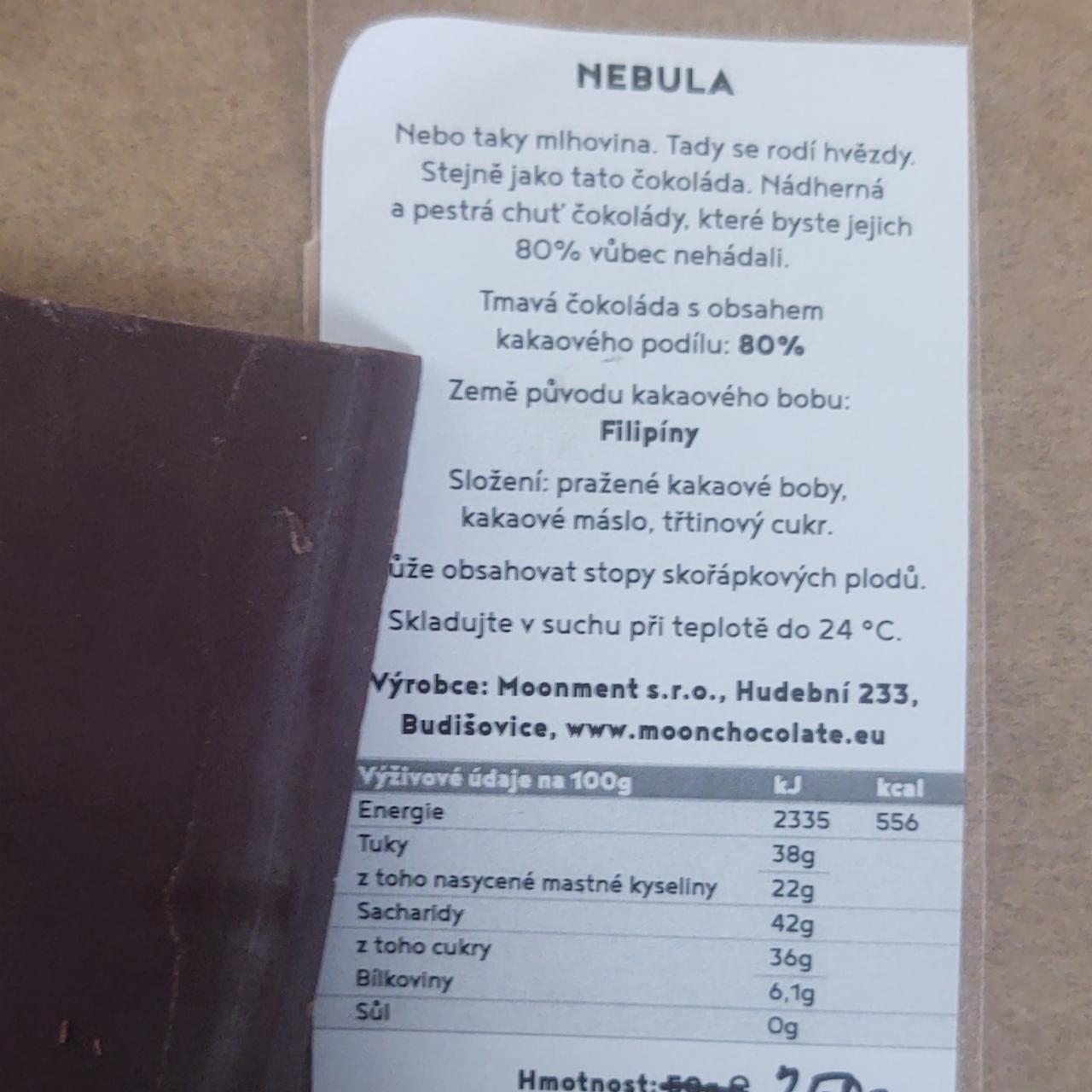 Fotografie - Nebula tmavá čokoláda 80% MoonChocolate