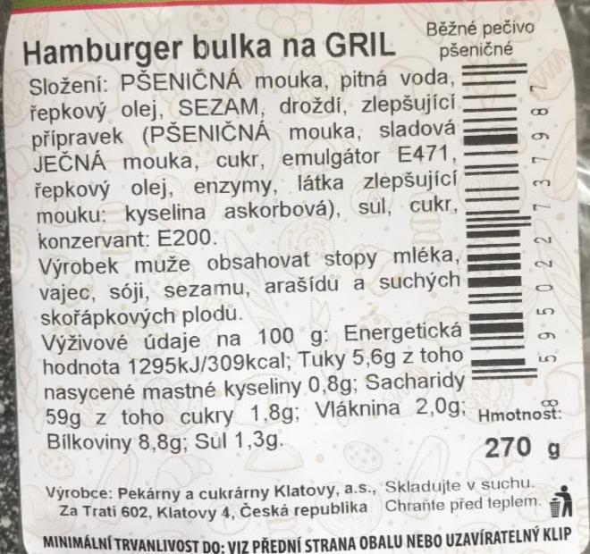 Fotografie - Hamburger bulka na GRIL Pekárny a cukrárny Klatovy