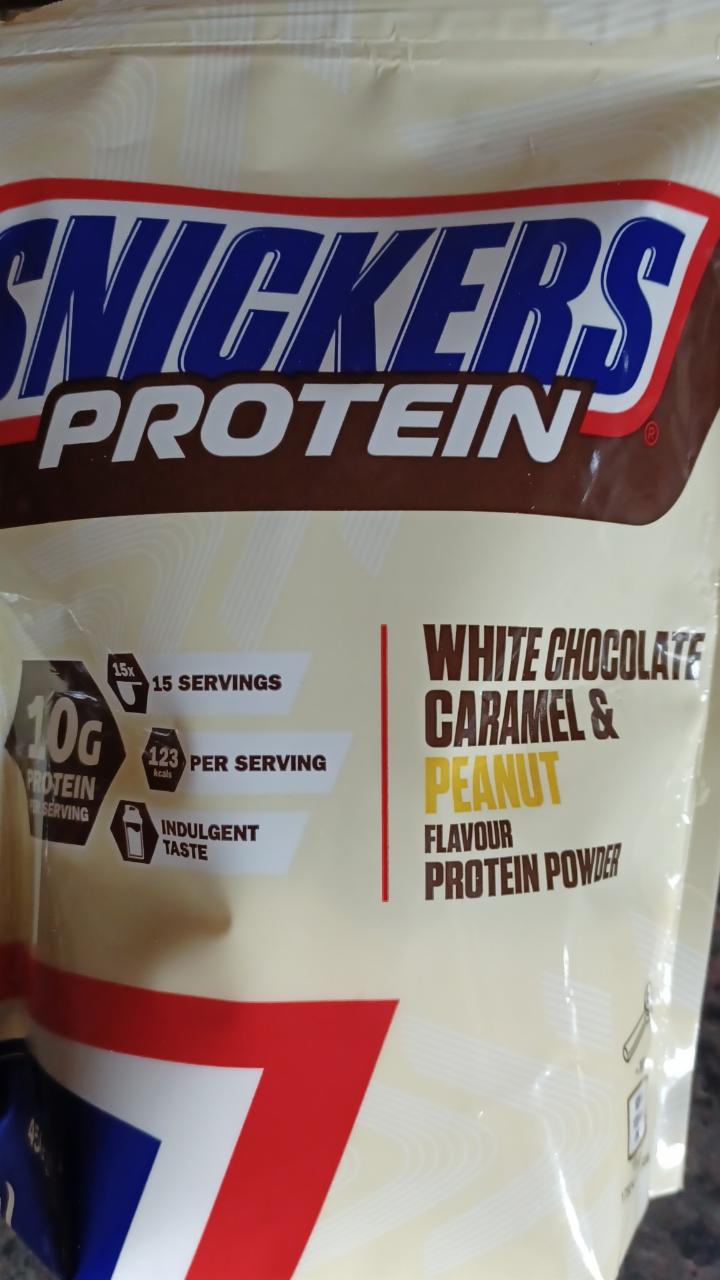 Fotografie - Snickers protein white chocolate caramel & peanut flavour protein powder
