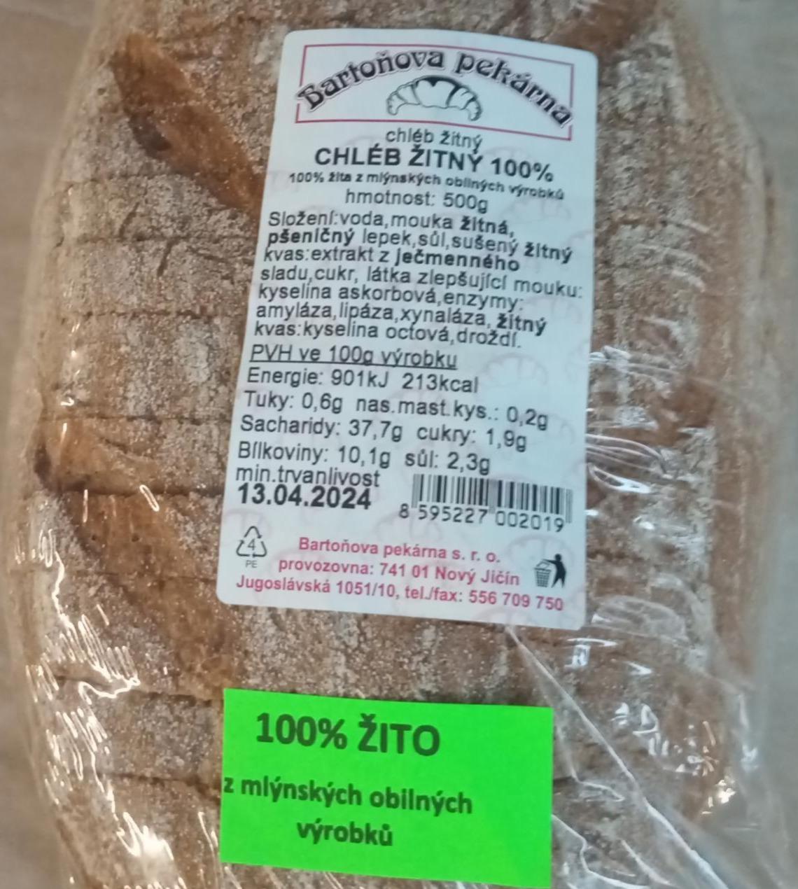 Fotografie - Chléb žitný 100% Bartoňova pekárna