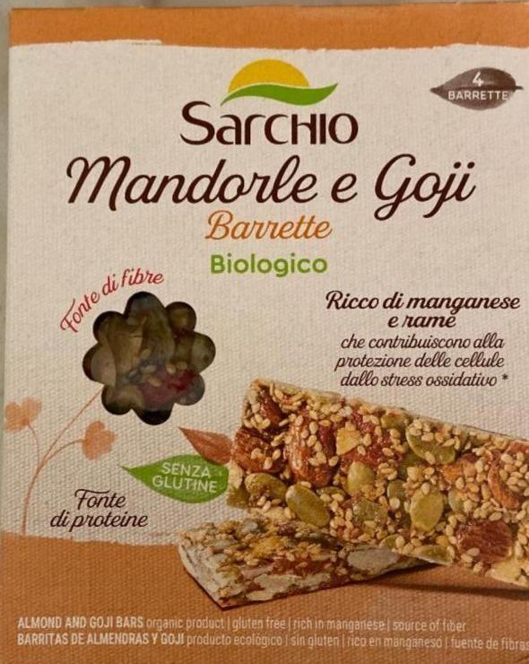 Fotografie - Snack Mandorle e Goji Biologico Senza Glutine Sarchio