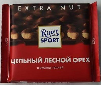 Fotografie - Ritter sport hořká čokoláda s celými lískovými ořechy