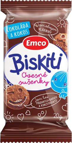 Fotografie - Biskiti ovesné sušenky čokoláda a kokos (pro děti) Emco