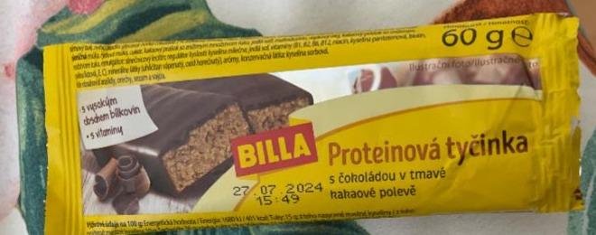 Fotografie - Proteinová tyčinka s čokoládou v tmavé kakaové polevě Billa