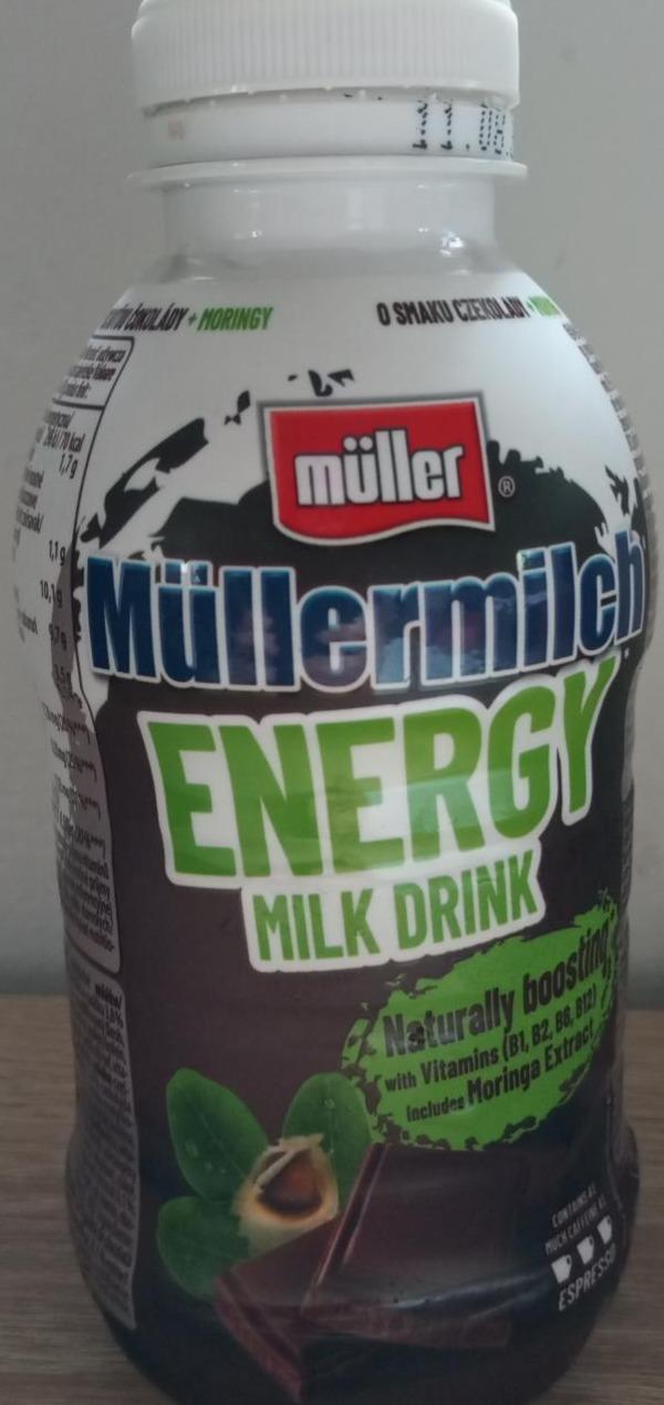 Fotografie - Müllermilch Energy Milk Drink with Moringa Chocolate Müller