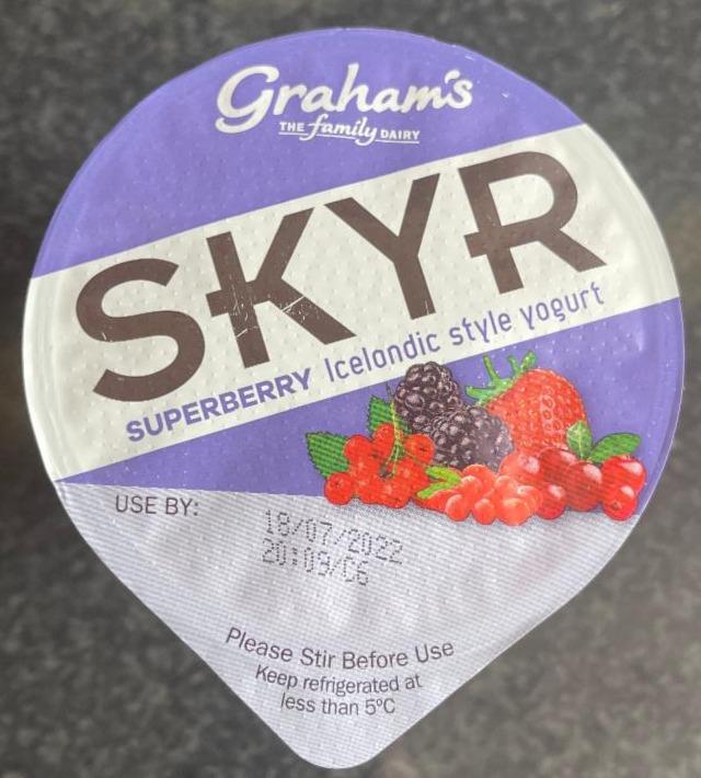 Fotografie - Skyr Superberry Icelandic Style Yogurt Graham's The Family Dairy