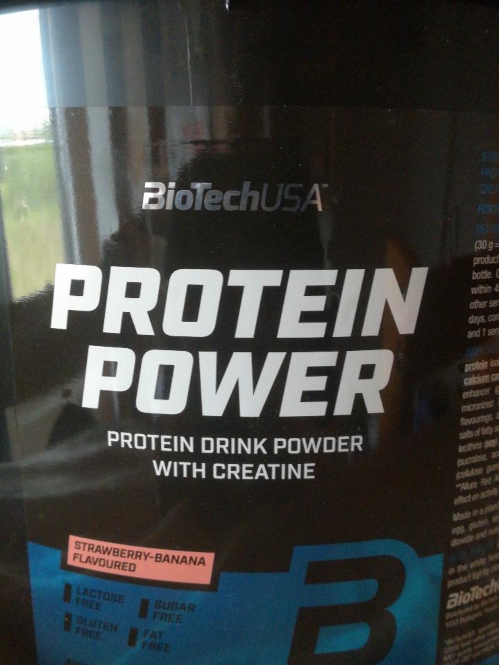Fotografie - Protein Power Drink Powder Strawbery Banana flavoured BioTechUSA