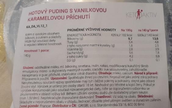 Fotografie - Hotový puding s vanilkovou karamelovou příchutí Ketoaktiv