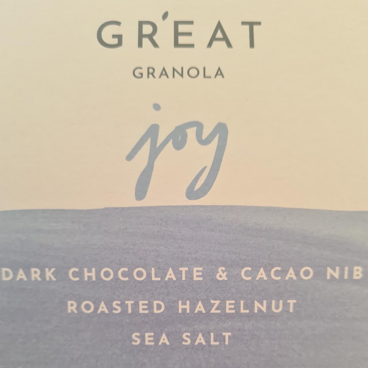 Fotografie - Granola Joy dark chocolate & cacao nib Roasted hazelnut sea salt Gr'eat