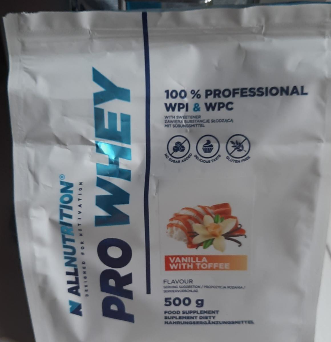 Fotografie - Pro Whey 100% Professional WPI & WPC Vanilla with toffee Allnutrition