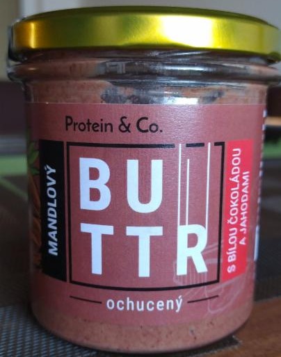 Fotografie - BUTTR mandlový s bílou čokoládou a jahodami Protein & Co.
