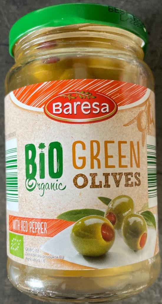 Fotografie - Bio Organic Green olives with Red pepper Baresa