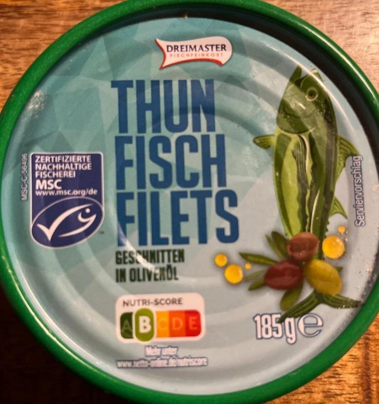 Fotografie - Thunfisch filets geschnitten in olivenöl Dreimaster