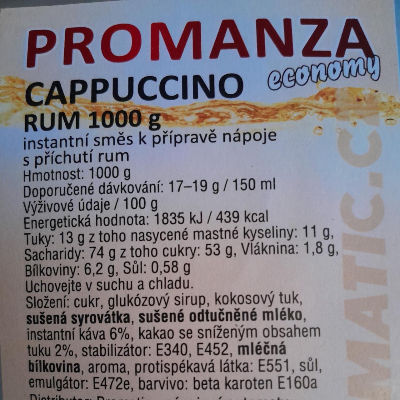 Fotografie - Promanza Economy Cappuccino s příchutí Rum