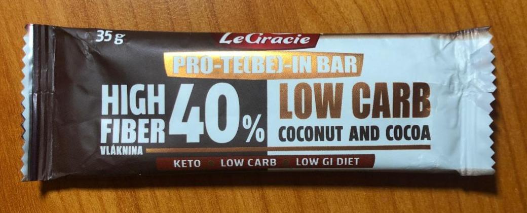 Fotografie - PRO-TE(BE)-IN BAR high fiber 40% low carb Coconut and Cocoa LeGracie