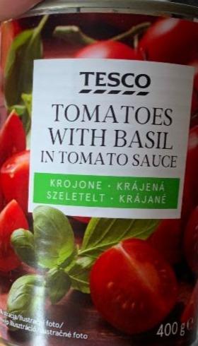 Fotografie - rajčata s bazalkou v rajčatové omáčce Tesco