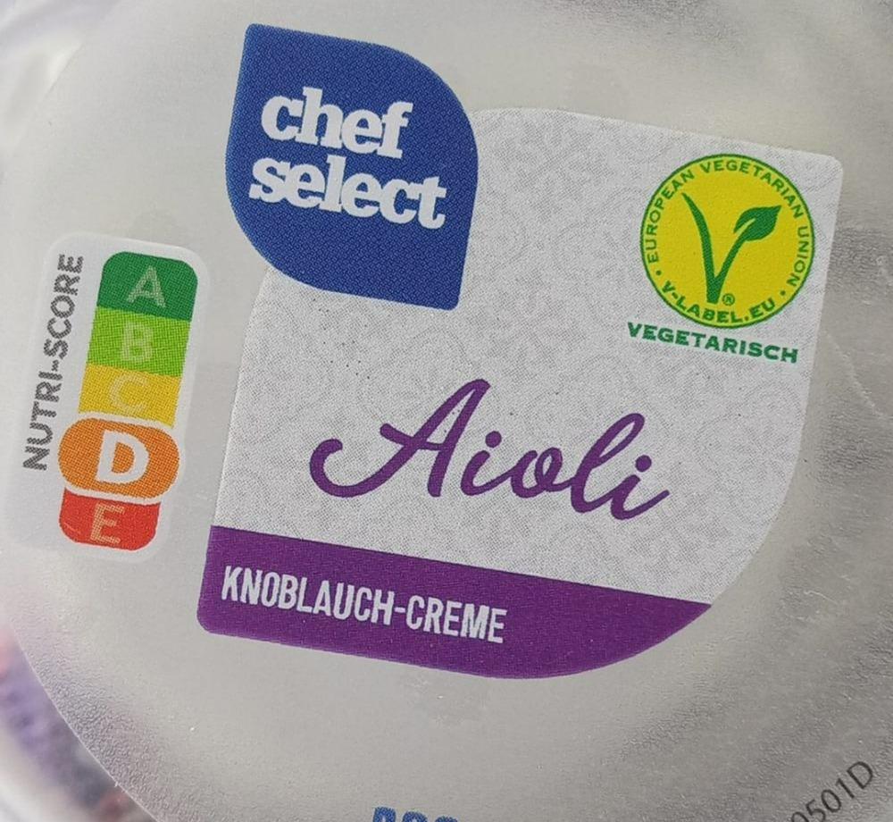 Aioli Knoblauch-Creme Chef Select - kalorie, kJ a nutriční hodnoty | 