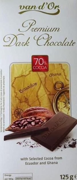 Fotografie - premium dark chocolate 70% cocoa (hořká čokoláda 70% kakaa) Van d'Or
