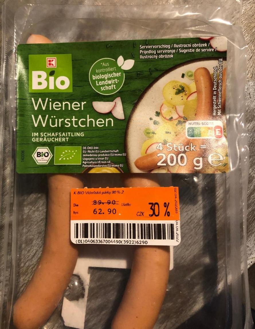 Fotografie - Vídeňské párky Wiener Würstchen v ovčím střívku K-Bio